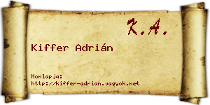 Kiffer Adrián névjegykártya