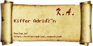 Kiffer Adrián névjegykártya